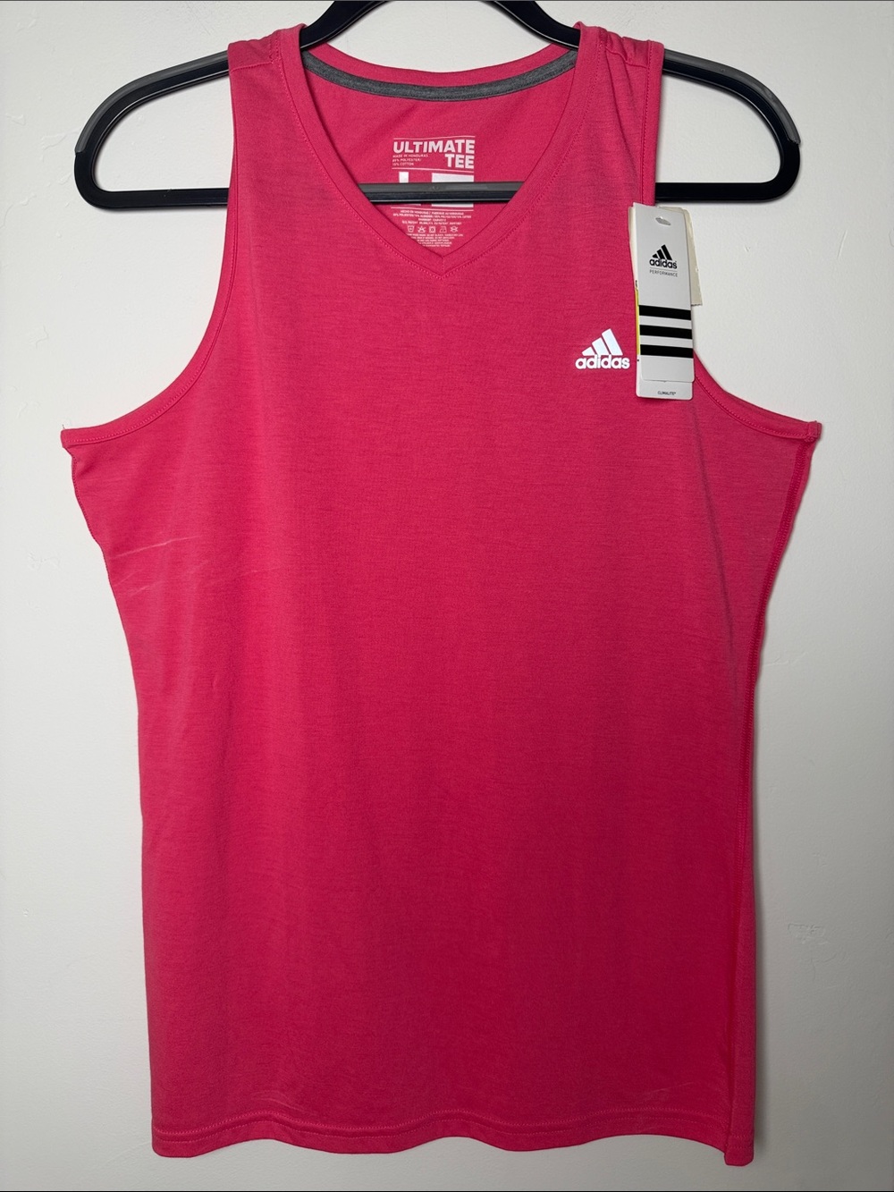 Adidas ultimate tee tech Climalite Hot Pink Performance muscle NWT Large Active